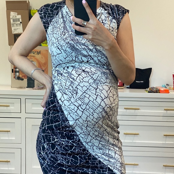 BCBGMAXAZRIA Women's Tiffanie Print-Blocked Dress with Side Shirring⭐️ - Picture 1 of 9